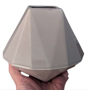 West Elm small Beige vase geometric design home decor